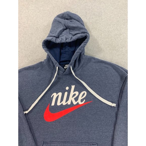 Nike Swoosh Cotton Blend Midweight Hoodie Sweatshirt (Men's Medium) Blue - Picture 2 of 12